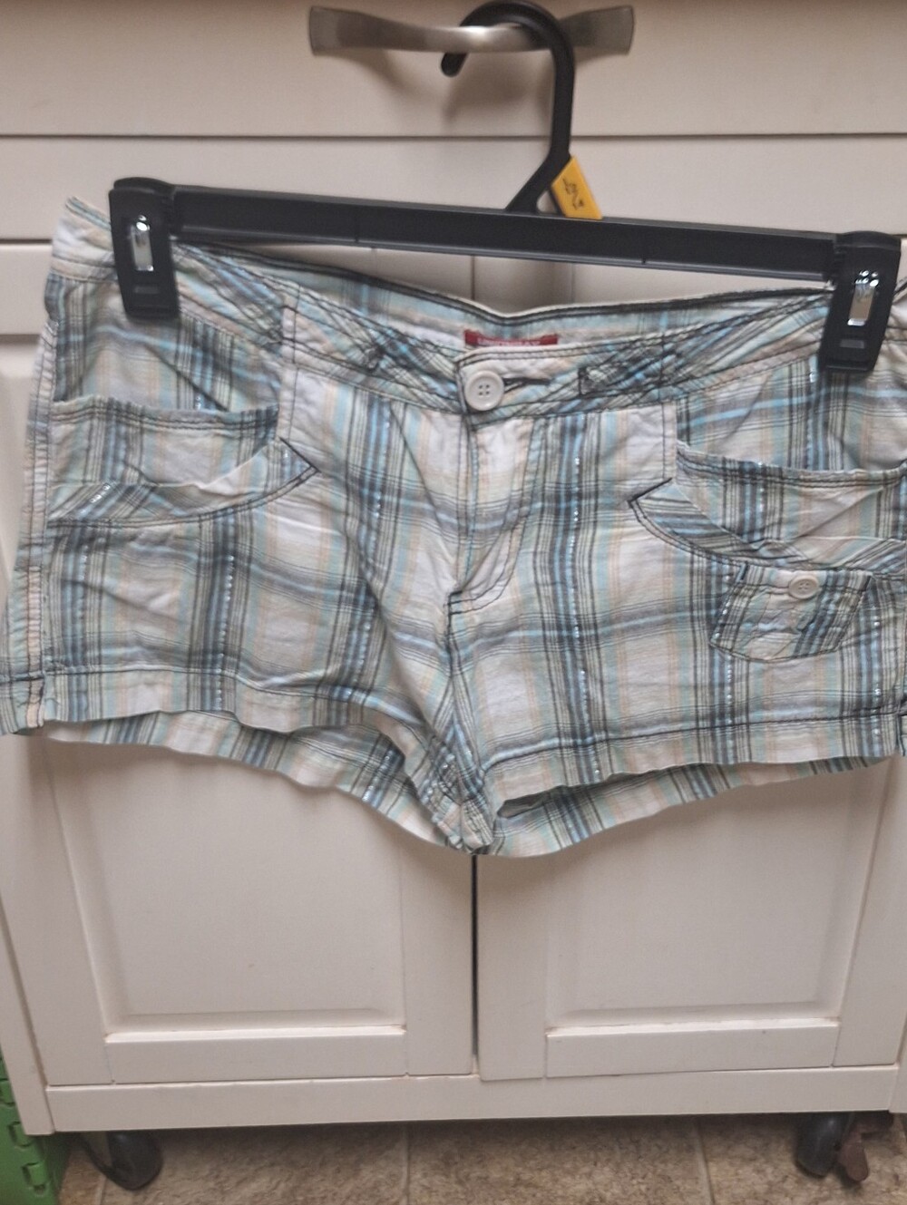 UNIONBAY Light Blue Plaid Women's Jean Shorts